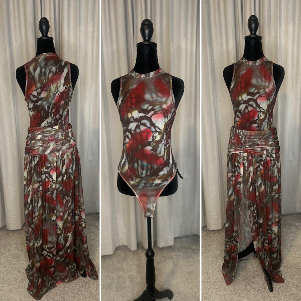 Multicolor Bodysuit and Skirt